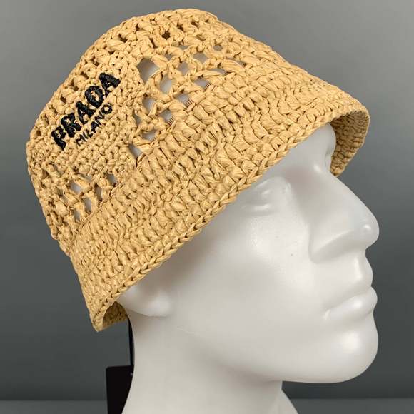 PRADA Other - PRADA Beige Natural Crochet Viscose Bucket Hat